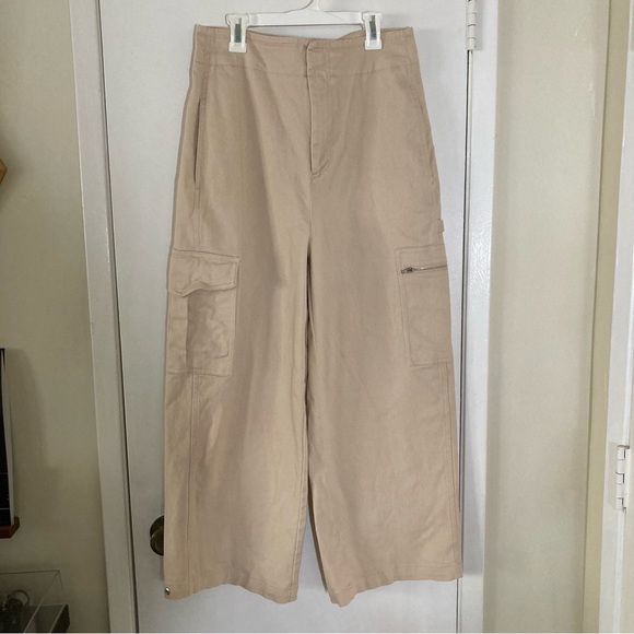 Zara high waisted blush pink wide leg cargo pants - Picture 6 of 15